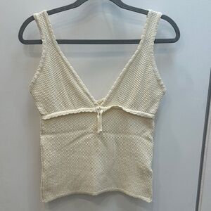 Djerf Avenue Cream Textured Knit Tank Top